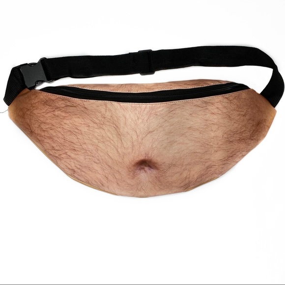 hairy stomach fanny pack